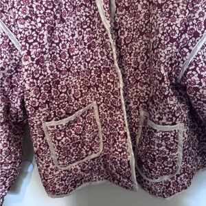 Floral Burgundy and White Women's Jacket